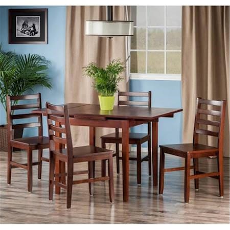 Winsome Trading 5 Piece Pulman Extension Table with Ladder Back Chairs Set, Walnut 94556